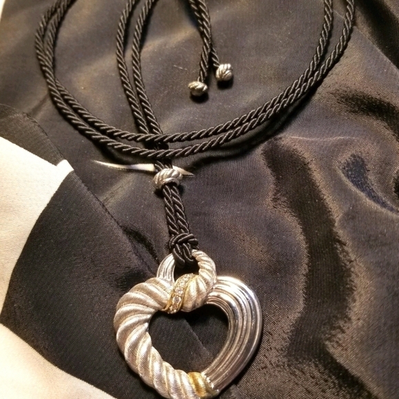 JUDITH RIPKA CZ Heart Silk Cord Necklace - Picture 4 of 8